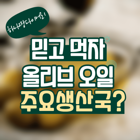올리브오일 이탈리아 말고 추천 (다른 나라 or 대체제 종류 있나?)